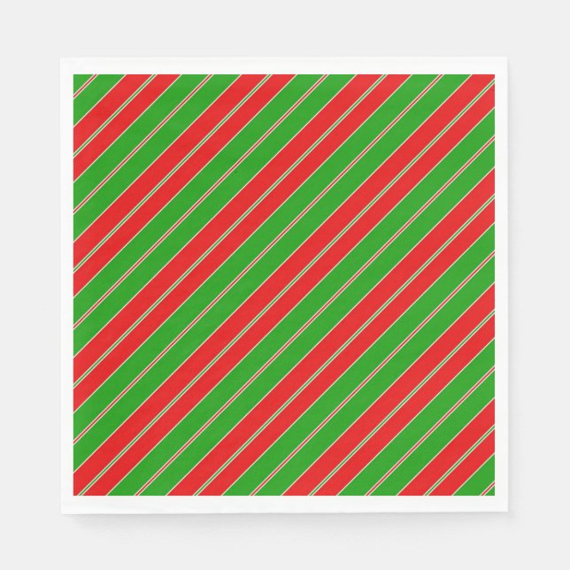 Holiday stripes in red and green napkin (Front)