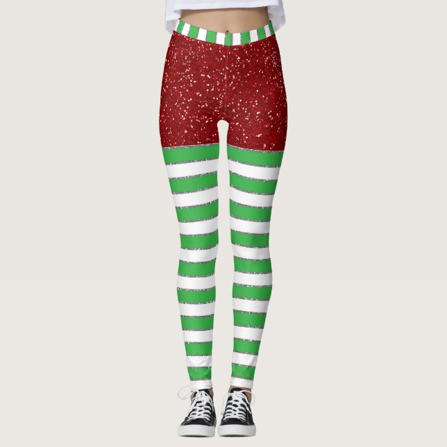 Holiday Stripes Pop Leggings (Front)