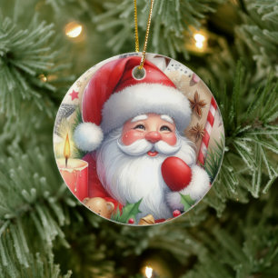 Holiday Style Santa Claus Custom Christmas  Ceramic Tree Decoration