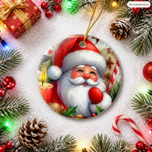 Holiday Style Santa Claus Custom Christmas Ceramic Tree Decoration