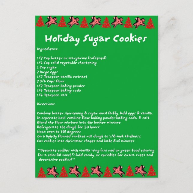 Holiday Sugar Cookies Postcard (Front)