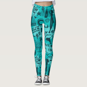 Holiday summer beach pattern leggings