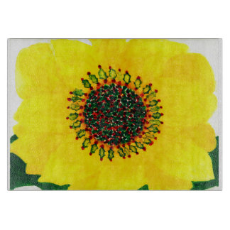 Holiday Sunflower Glass Cutting Board