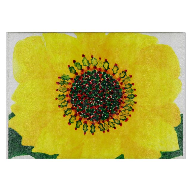 Holiday Sunflower Glass Cutting Board (Front)