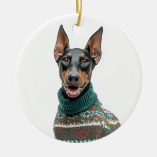 Holiday Sweater Doberman Ceramic Tree Decoration