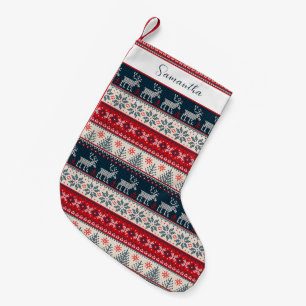 Holiday Sweater Knitting Pattern Christmas Deer Small Christmas Stocking