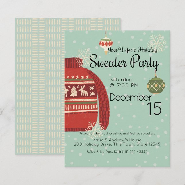 Holiday Sweater Party Invitation (Front/Back)