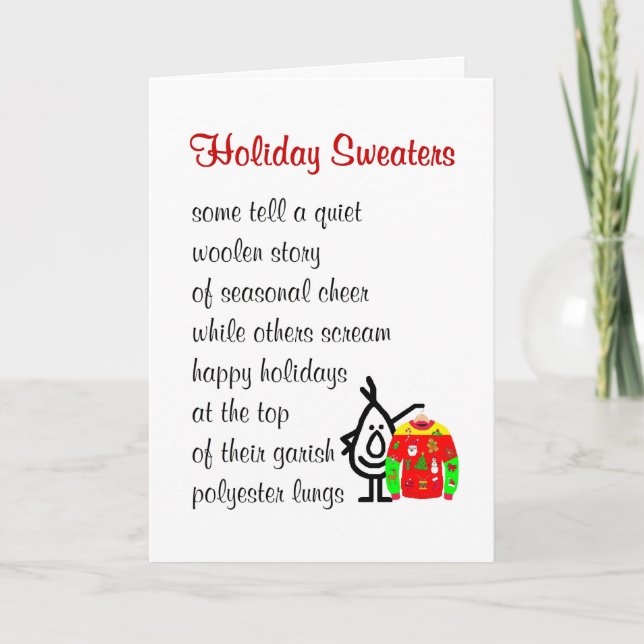 Holiday Sweaters - a funny Christmas poem Card (Front)