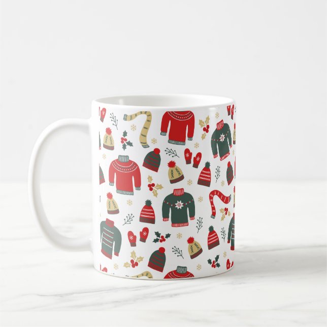 Holiday Sweaters Hats & Mittens Mug (Left)