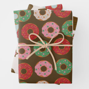 Holiday Sweets Chocolate Donuts Wrapping Paper Sheet