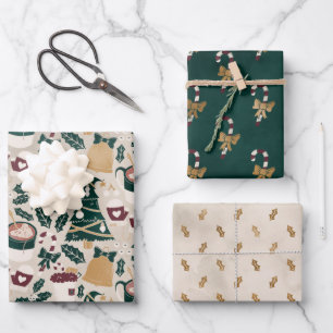 Holiday Sweets & Leaves Wrapping Paper Sheets