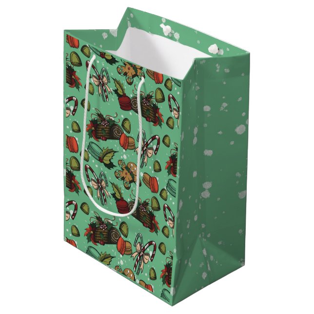 Holiday Sweets- Mint (Color) Medium Gift Bag (Front Angled)