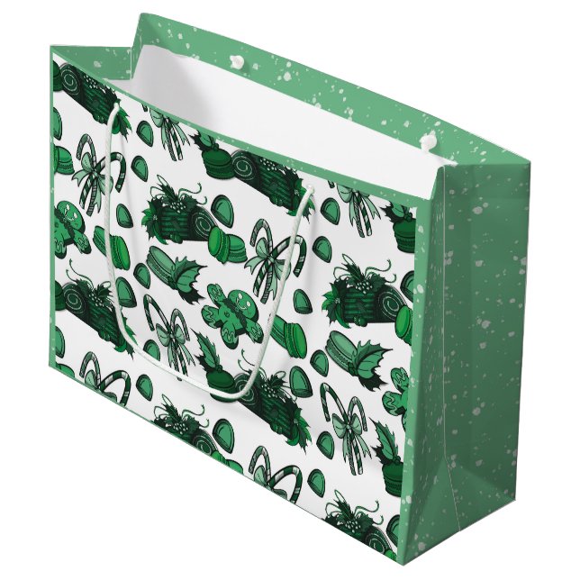 Holiday Sweets- Mint (Solid) Large Gift Bag (Front Angled)