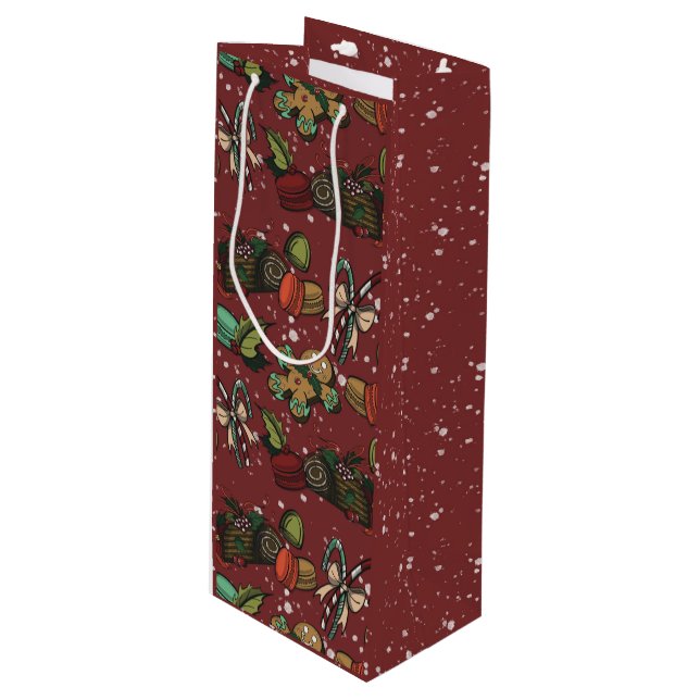 Holiday Sweets- Peppermint (Color) Wine Gift Bag (Front Angled)