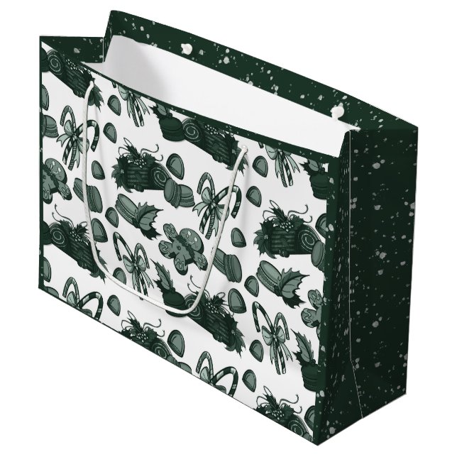 Holiday Sweets- Pine (Solid) Large Gift Bag (Front Angled)