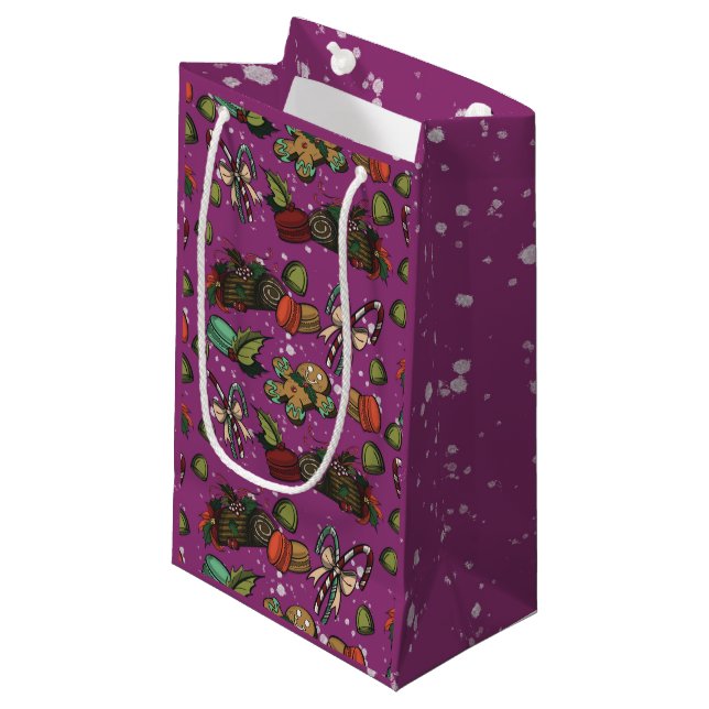 Holiday Sweets- Sugar Plum (Color) Small Gift Bag (Front Angled)