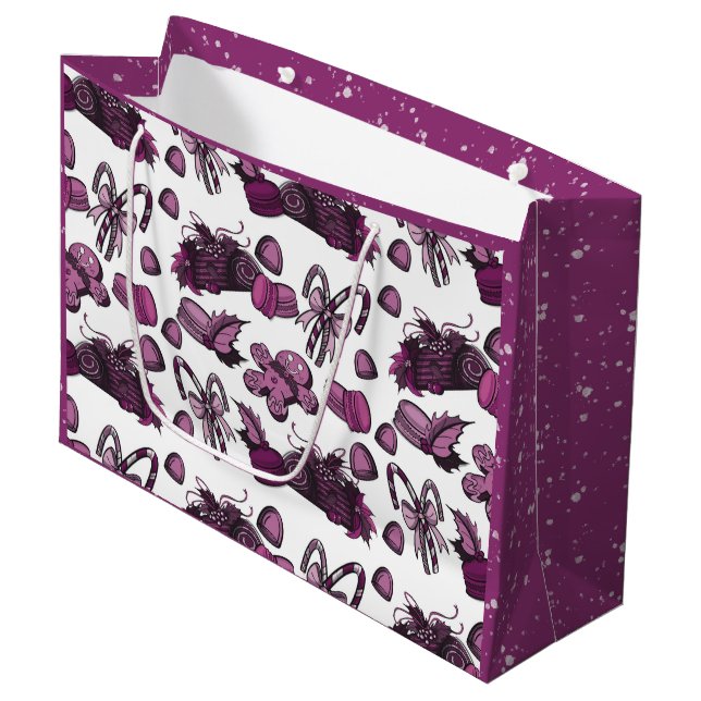 Holiday Sweets- Sugar Plum (Solid) Large Gift Bag (Front Angled)
