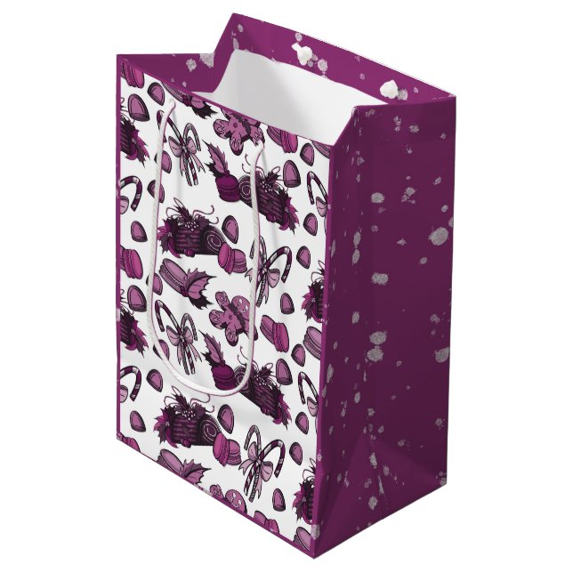 Holiday Sweets- Sugar Plum (Solid) Medium Gift Bag (Front Angled)