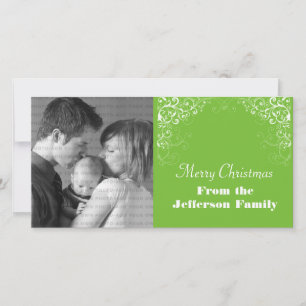 Holiday Swirls Photo Card, Bright Green Card