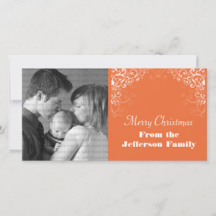 Holiday Swirls Photo Card, Orange Card