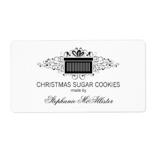 Holiday Swirls Present Baking Labels, Black
