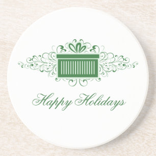 Holiday Swirls Present Coaster, Green Coaster