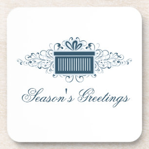 Holiday Swirls Present Coaster Set, Blue