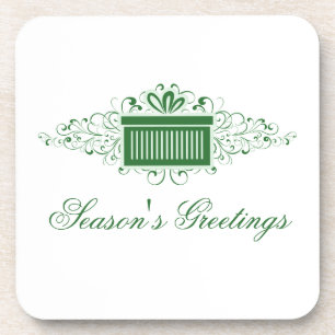 Holiday Swirls Present Coaster Set, Green
