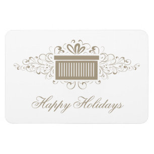 Holiday Swirls Present Rectangle Magnet, Latte Magnet