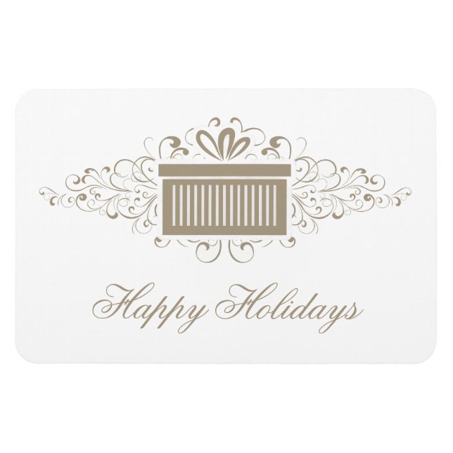 Holiday Swirls Present Rectangle Magnet, Latte Magnet (Horizontal)