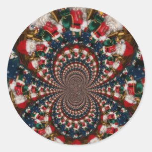 Holiday Swirls: Retro Christmas Art Stationery Set Classic Round Sticker