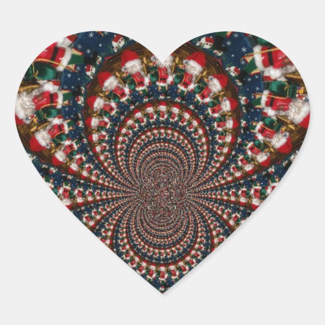Holiday Swirls: Retro Christmas Art Stationery Set Heart Sticker (Front)