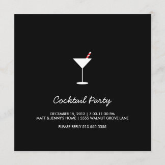 Holiday Swizzle Cocktail Party Invitation Black