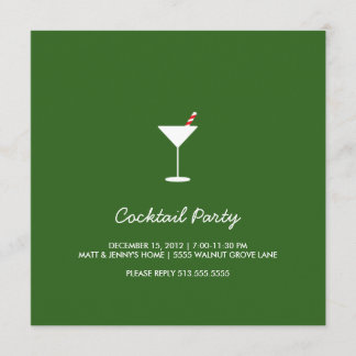 Holiday Swizzle Cocktail Party Invitation Green