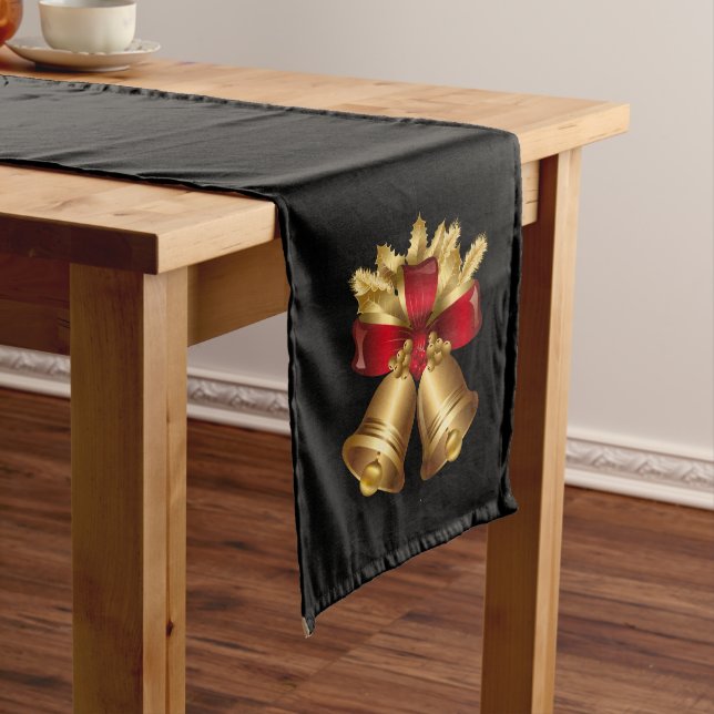 Holiday Table Runner-Gold Bells Long Table Runner (In Situ)