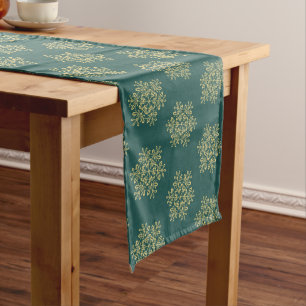 Holiday Table Runner-Gold Snowflakes Medium Table Runner