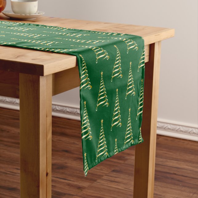 Holiday Table Runner-Gold Tree Short Table Runner (In Situ)