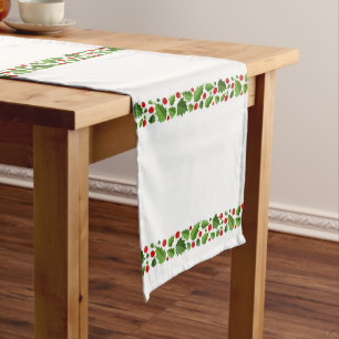 Holiday Table Runner-Holly Garland Short Table Runner