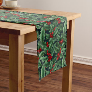 Holiday Table Runner-Holly    Medium Table Runner