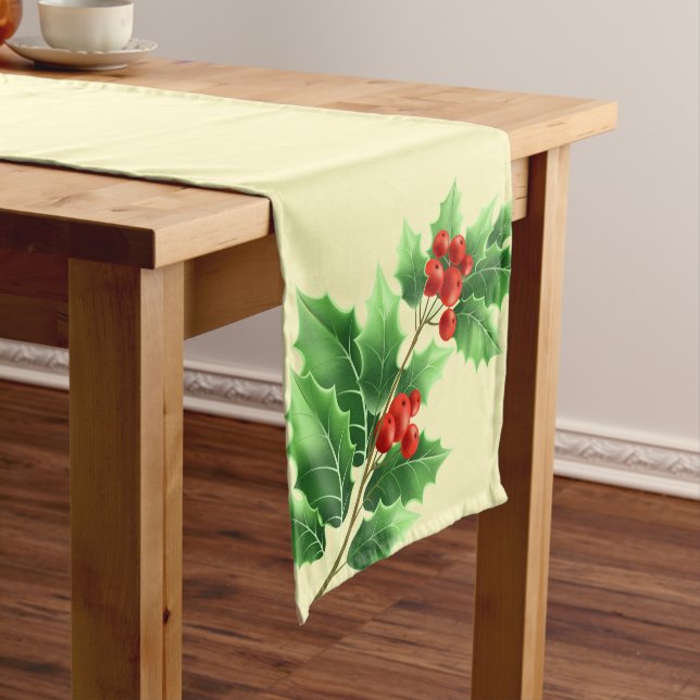 Holiday Table Runner-Holly Medium Table Runner (In Situ)