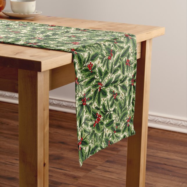Holiday Table Runner-Holly    Short Table Runner (In Situ)