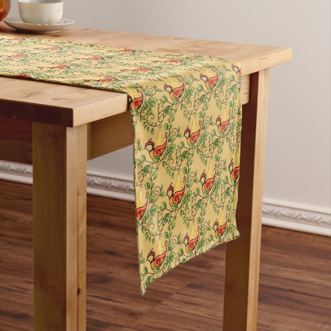 Holiday Table Runner-Partridge Short Table Runner (In Situ)