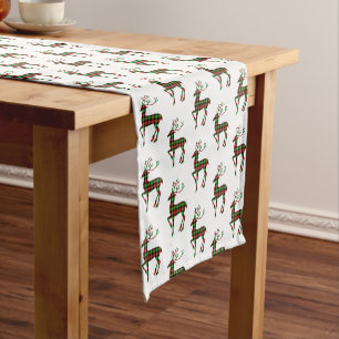 Holiday Table Runner-Plaid Deer Short Table Runner