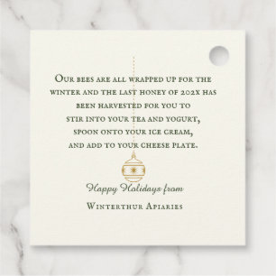 Holiday Tag for Honey Gift Baskets and Tote Bags 