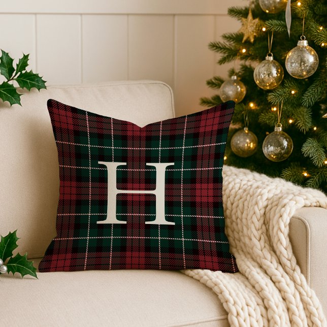 Holiday Tartan Monogram Cushion (Creator Uploaded)