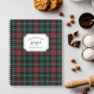 Holiday Tartan   Personalised Recipe Notebook