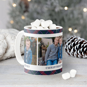 Holiday Tartan Plaid Christmas Photo Collage Coffee Mug