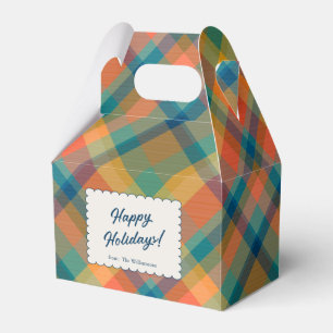 Holiday Tartan Plaid Festive Custom Name Christmas Favour Box