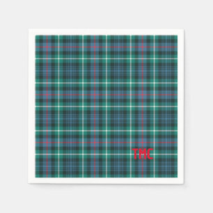 Holiday Tartan Plaid Red INITIALS Festive Classic Napkin