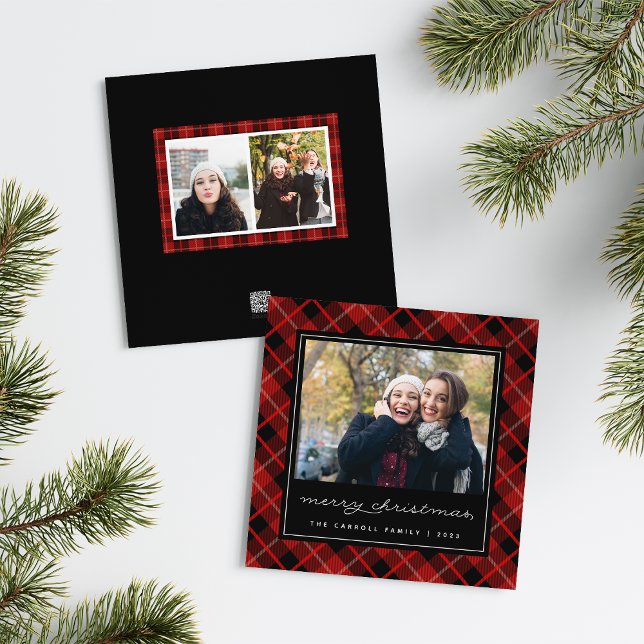 Holiday Tartan | Square Photo Card (Creator Uploaded)